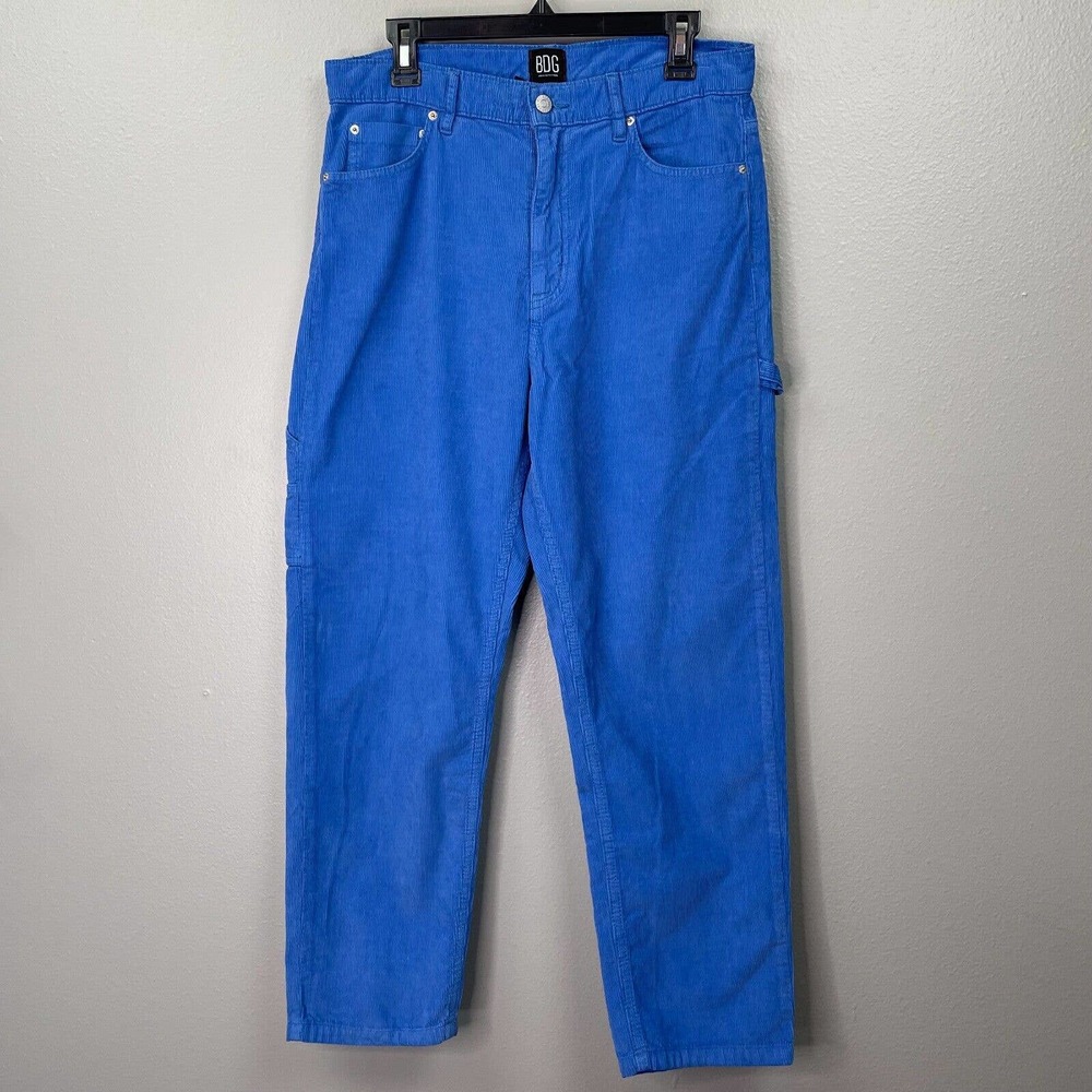 BDG Carpenter Corduroy Pants Womens 30 Royal Blue Slim Straight Cords High Rise